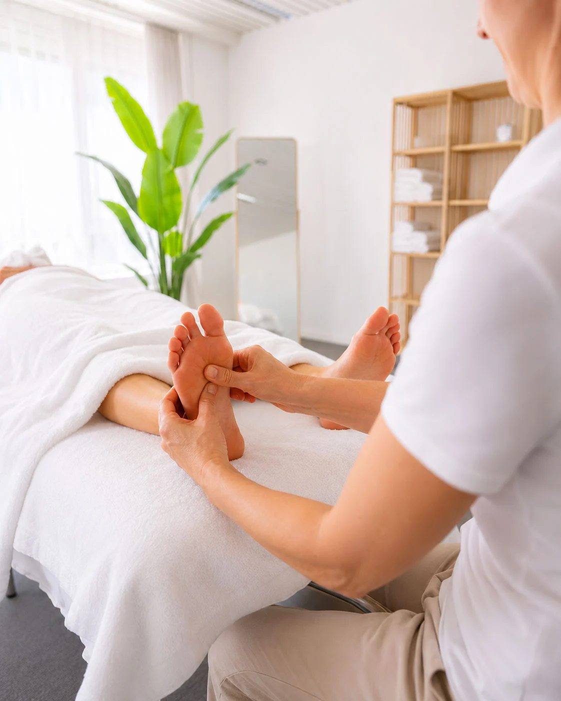 Gezielte Behandlung der Reflexzonen am Fuss im Massage Zentrum Basel